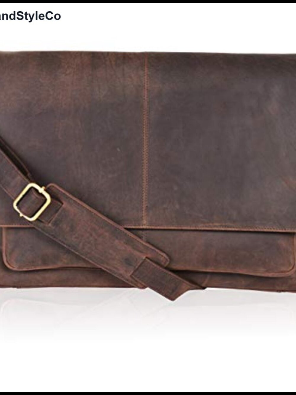 Full-Grain Leather Laptop Messenger Bag Crossbody Office Briefcase
